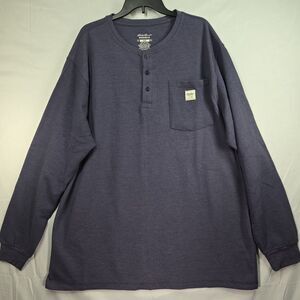Eddie Bauer Workwear Henley Shirt Chest Pocket Long Sleeve Blue Size 2XL NWOT